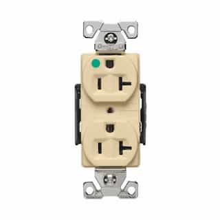 20A Lighted, Modular Duplex Receptacle, HG, 2-Pole, 3-Wire, 125V, IVY