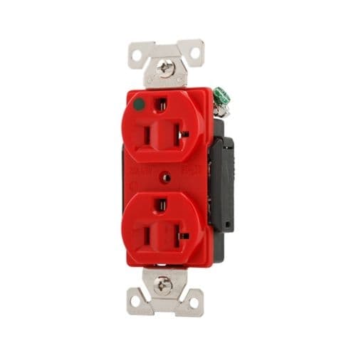 20A Modular Duplex Receptacle, HG, 2-Pole, 3-Wire, 125V, Red