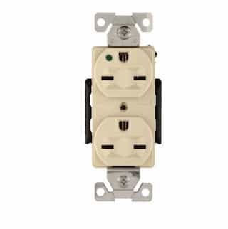 Eaton Wiring 15A Modular Duplex Receptacle, HG, 2-Pole, 3-Wire, 250V, Ivory