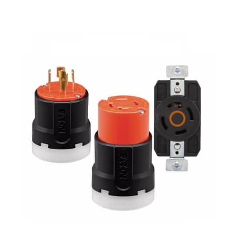 Eaton Wiring 20 Amp Color Coded Locking Connector, 3-Pole, 3-Wire, #14-8 AWG, 125V-250V, Orange