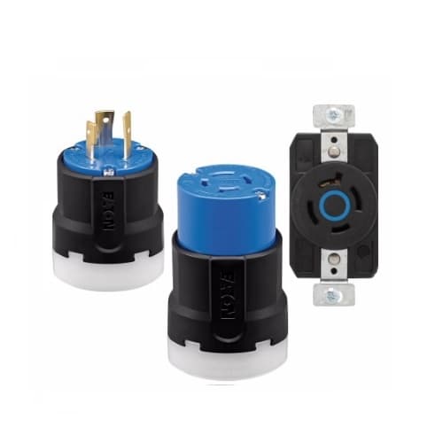 Eaton Wiring 20 Amp Color Coded Locking Connector, 4-Pole, 4-Wire, #14-8 AWG, 120V-208V, Blue