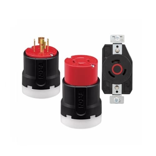 Eaton Wiring 30 Amp Color Coded Locking Connector, 4-Pole, 4-Wire, #14-8 AWG, 277V-480V, Red
