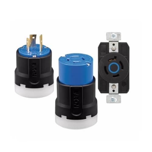 Eaton Wiring 20 Amp Color Coded Locking Flanged Inlet, 4-Pole, 5-Wire, #14-8 AWG, 120V-208V, Blue
