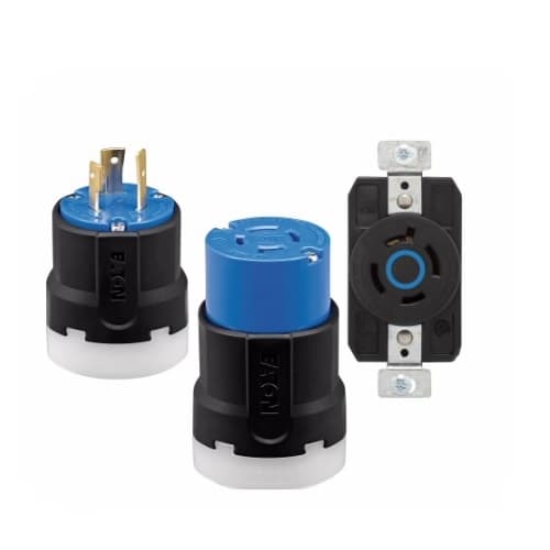 Eaton Wiring 20 Amp Color Coded Locking Flanged Inlet, 2-Pole, 3-Wire, #14-8 AWG, 250V, Blue