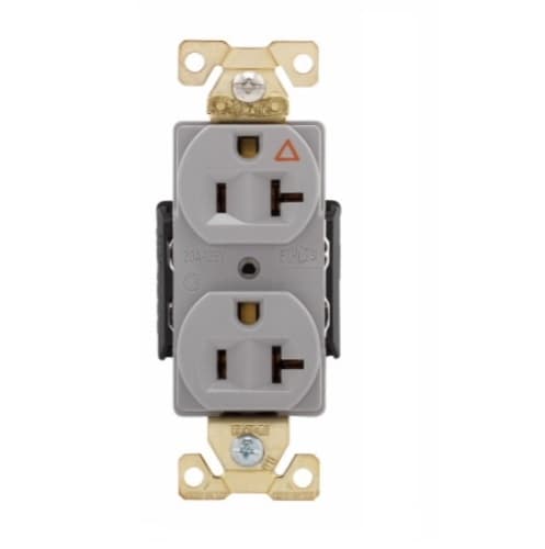 20 Amp Isolated Ground Duplex Receptacle, Gray