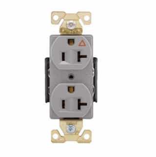 20 Amp Duplex Receptacle, Isolated Ground, Gray