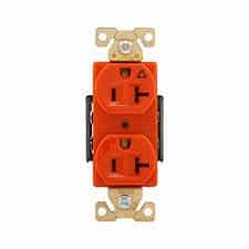 Eaton Wiring 20A Modular Duplex Receptacle, IG, 2-Pole, 3-Wire, 125V, Orange