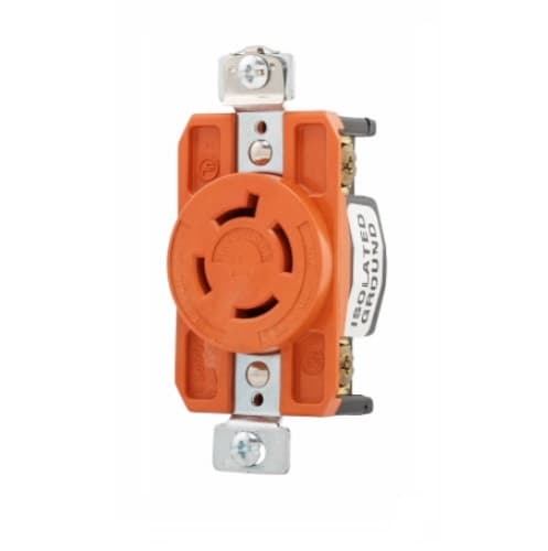 20 Amp Locking Single Receptacle, NEMA L16-20, Industrial, Orange