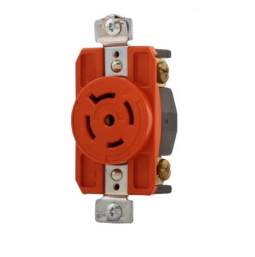 20 Amp Single Receptacle, Locking, NEMA L21-20, Industrial, Orange