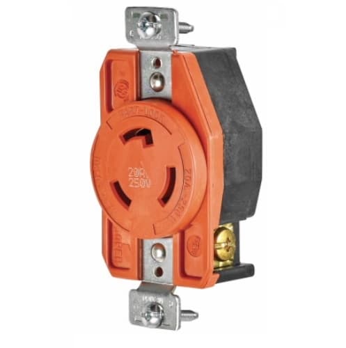 Eaton Wiring 20 Amp Single Receptacle, Locking, NEMA L6-20, Isolated Ground, Orange