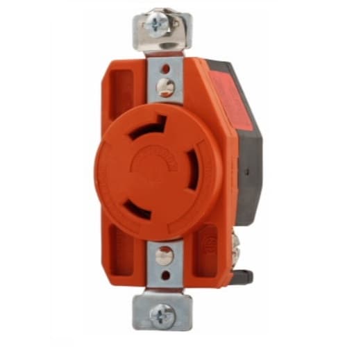 Eaton Wiring 30 Amp Single Receptacle, Locking, NEMA L7-30R, Isolated Ground, Orange