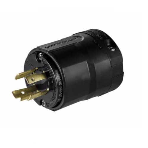 20 Amp Locking Plug, Ultra Grip, NEMA L14-20, Black