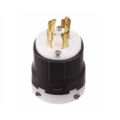 30 Amp Locking Plug, Ultra Grip, NEMA L14-30, Black/White