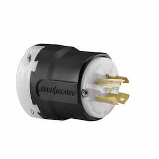 20 Amp Locking Plug, NEMA L16-20, 480V, Black/White