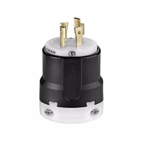 20 Amp Locking Plug, NEMA L18-20, 120/208V, Black/White