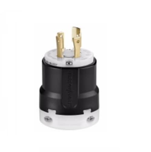 30 Amp Locking Plug, NEMA L19-30, 277/480V, Black/White