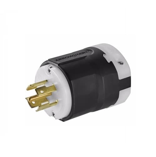 20 Amp Locking Plug, NEMA L21-20, Four-Pole, Black/White
