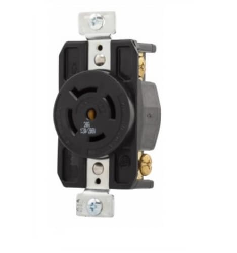 20 Amp Locking Plug, Flat Cable, NEMA L21-20, Black