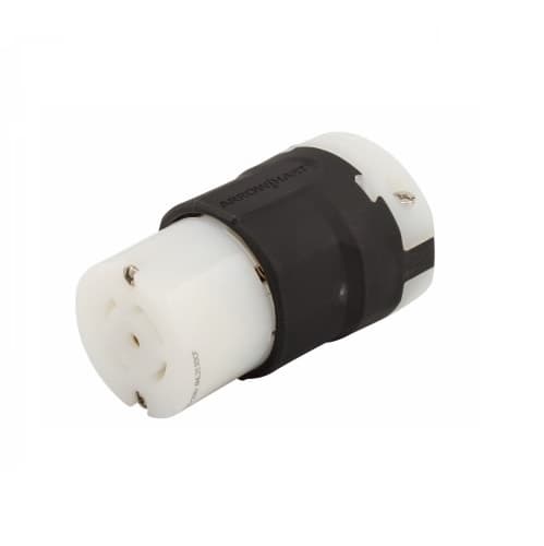 30 Amp Locking Connector, NEMA L21-30, Flat Cable, Black/White
