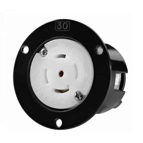 Eaton Wiring 30 Amp Flanged Outlet, NEMA L21-30, 120/208V, Black/White