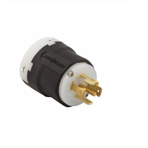 30 Amp Locking Plug, NEMA L21-30, Flat Cable, Black/White