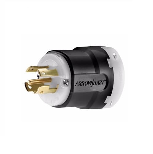 30 Amp Locking Plug, NEMA L22-20, Flat Cable, Black/White