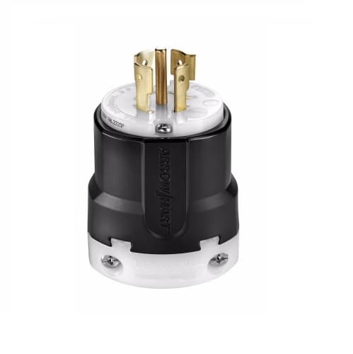 20 Amp Locking Plug, NEMA L23-20, 347/600V, Black/White