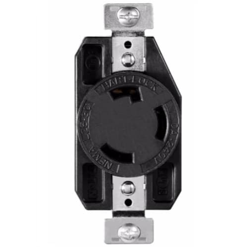 30 Amp Locking Receptacle, NEMA L25-30, 240V, Black