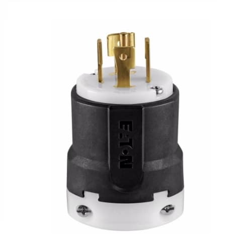 Eaton Wiring 30 Amp Locking Plug, NEMA L26-30, 240/415V, Black/White