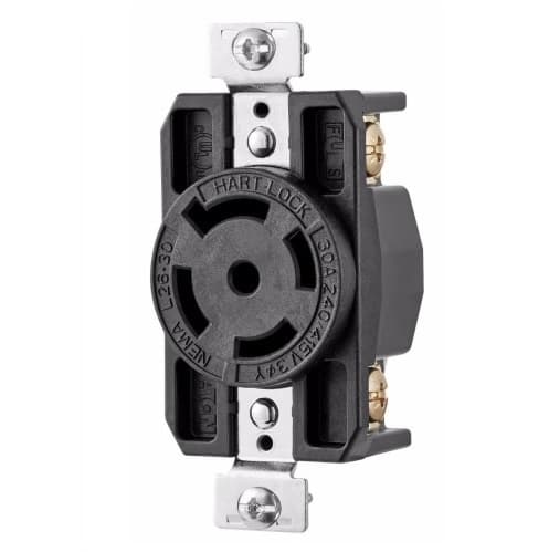 Eaton Wiring 30 Amp Locking Receptacle, NEMA L26-30, 240/415V, Black