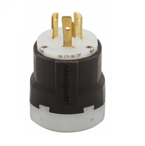 20 Amp Locking Plug, NEMA L7-20, 277V, Black/White