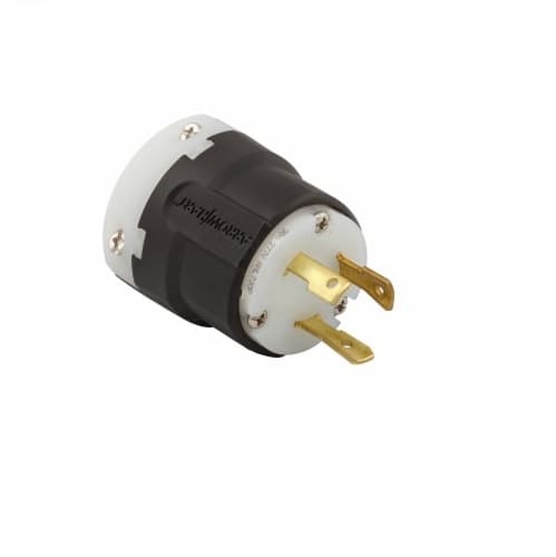 30 Amp Locking Plug, NEMA L7-30, 277V, Black/White
