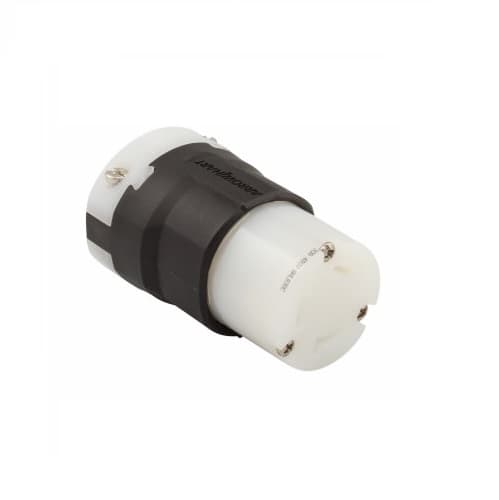 30 Amp Locking Connector, NEMA L8-30, 480V, Black/White