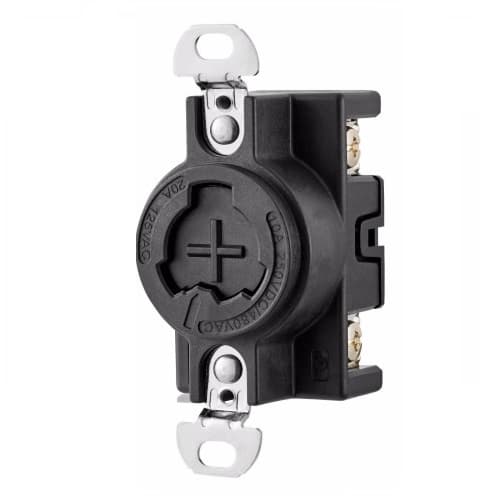 Eaton Wiring 20 Amp Receptacle, Locking, 3-Pole, Industrial Grade, Black