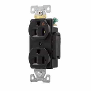Eaton Wiring 20 Amp Duplex Receptacle, Tamper Resistant, Black
