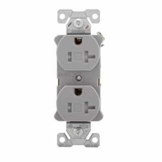 Eaton Wiring 20 Amp Duplex Receptacle /w Terminal Guards, Tamper Resistant, Gray