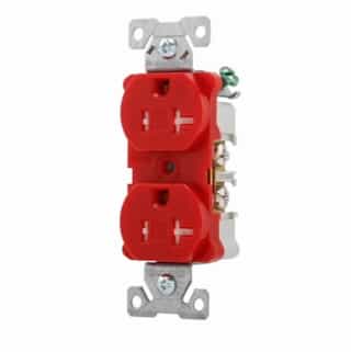 Eaton Wiring 20 Amp Duplex Receptacle /w Terminal Guards, Tamper Resistant, Red