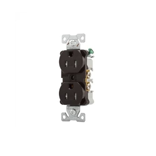 15 Amp Heavy Duty Duplex Receptacle, 2-Pole, 3-Wire, #14-10 AWG, 125V, Brown