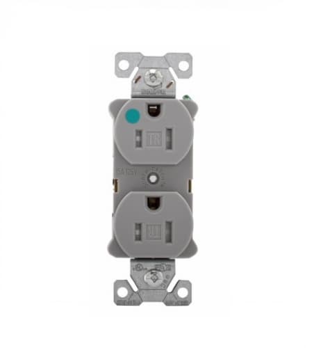 Eaton Wiring 15 Amp Duplex Receptacle, Tamper Resistant, Auto-Grounded, Gray
