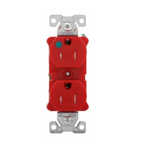 Eaton Wiring 15 Amp Duplex Receptacle, Auto Ground, Tamper Resistant, Red