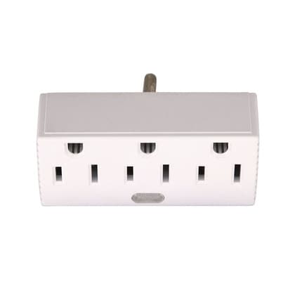 Eaton Wiring 15A Grounding Tap Lt 3 Outlet Adapter, 3-Outlet, 2-Pole, 125V, White