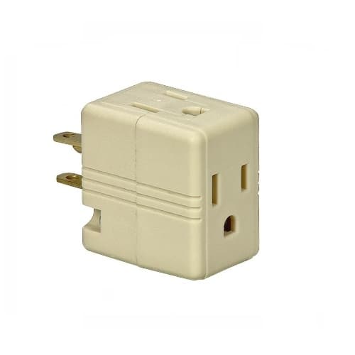 Eaton Wiring 15 Amp Cube Tap, Three Outlet, Ivory