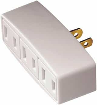 15A Tap 3 Outlet, Polarized, 2-Pole, 2-Wire, 125V, White