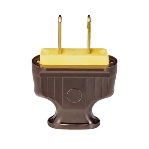 15 Amp Wire Plug w/ Flat Handle, Two-Pole, 2-Wire, 125V, Brown