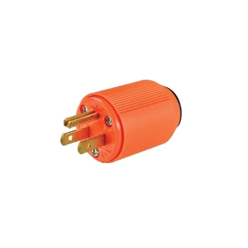 15 Amp Straight Blade Plug w/ Auto Grip, 2-Pole, 125V, Orange