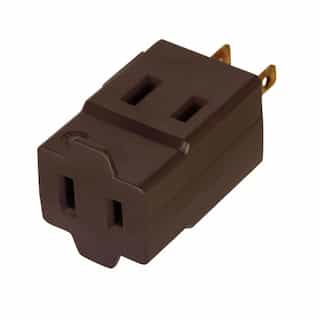 15A Cube Tap 3 Outlet, Polarized, 2-Pole, 2-Wire, 125V, Brown