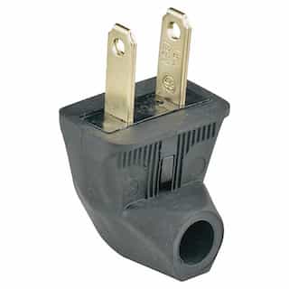 Eaton Wiring 15A Angled Electrical Plug, Rubber, Straight, 2-Pole, 2-Wire, 125V, BK
