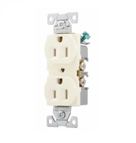 15 Amp Duplex Receptacle, Auto-Grounded, Commercial, Almond