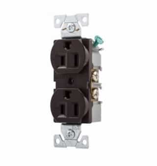 15 Amp Duplex Receptacle, Auto-Grounded, Commercial, Brown