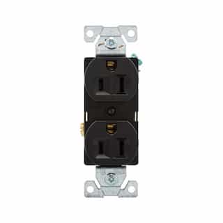 Eaton Wiring 15A Receptacle, Flush Strap, Comm. Grade, 2-Pole, 3-Wire, 125V, BK